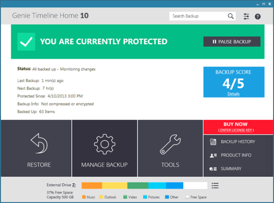 Genie Timeline Home 10 User Interface